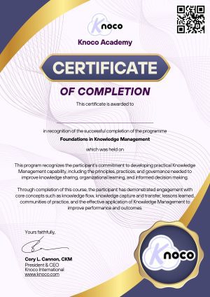 Knowledge Management Foundations Certificate